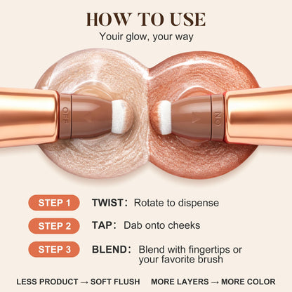 Liquid Dewy Blush, Buildable Blush Liquid with Natural Glow Finish, Hydrating Long Wearing Creme Blushes for Cheeks, Lightweight Blendable Formula, Smooth Easy Apply Blushes for Daily Makeup, Golden