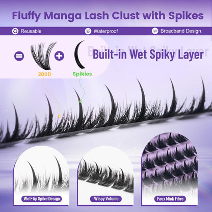 B&Q Manga Lash Clusters with Spikes Salon Volume Wet-Look Individual Lashes