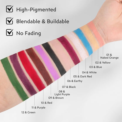 Green Face Body Paint Stick, Matte Lipstick | Camo | Witch | Eye Black |