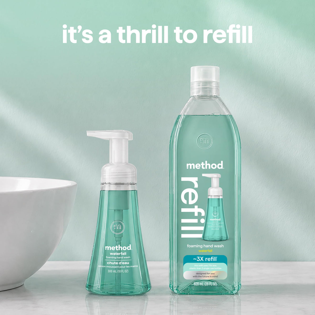 method Foaming Hand Wash Refill, Waterfall, 28 fl oz, 4 pack