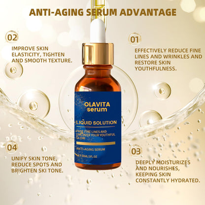 Olavita Liquid Solution Anti Aging Serum, Olavita Serum Vitamin C & E Serum, Promotes Skin Collagen Production, smoothes wrinkles and fine lines (2PCS)