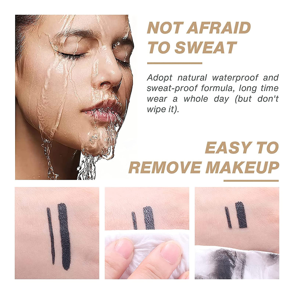 MISS ROSE M Gel Eyeliner, Black Eyeliner Pencils, delineador de ojos contra el agua, Easy to Use, Eye Makeup for Women (Black)