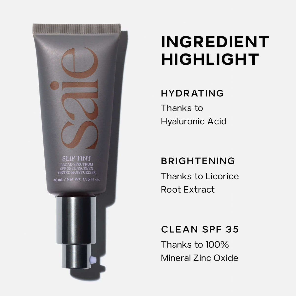 Saie Slip Tint Tinted Sunscreen for Face, SPF 35, Three (1.35 oz)