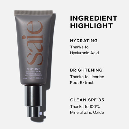 Saie Slip Tint Tinted Sunscreen for Face, SPF 35, Three (1.35 oz)