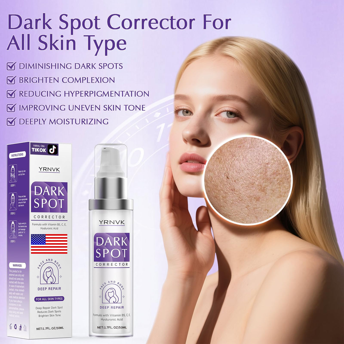 YRNVK Dark Spot Remover for Face and Body, Dark Spot Corrector 1.77 FL OZ