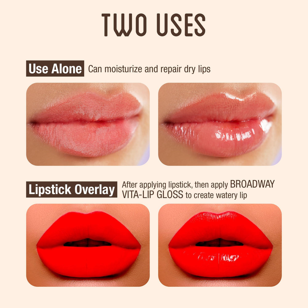 Ruby Kisses Broadway Vita-Lip Clear Lip Gloss (Coconut Oil 6 Pack), Ultra-Hydrating & Soothing Formula with Vitamin Oils, High-Shine Non-Sticky Finish, Healing Glossy Lip Balm Locks in Moisture
