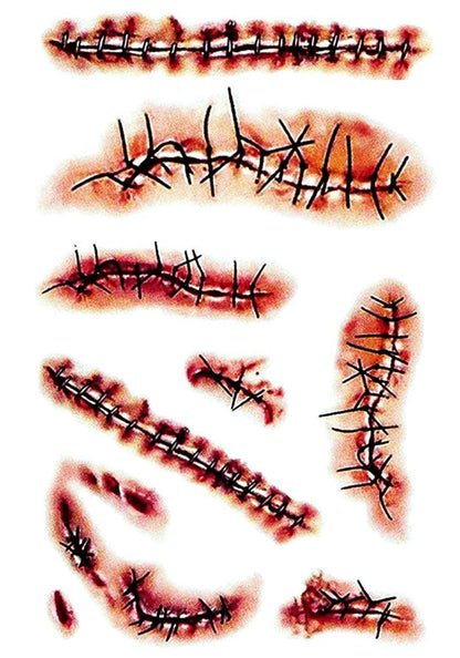 【10 Sheets】 Tattoos Stickers Scars Tattoos Chucky Costume Women Zombie Costume Women Adult Zombie Makeup Kit Fake Blood Fake Scar