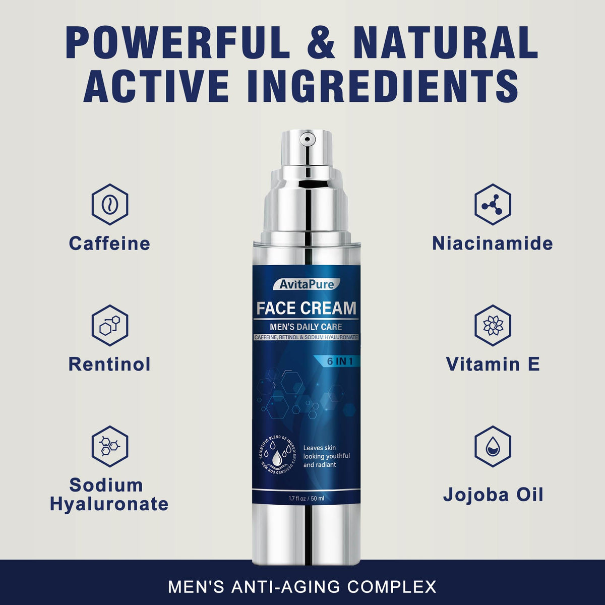 6-in-1 Face Cream for Men – Daily Hydrating Moisturizer for Age Defense