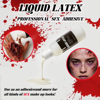 Liquid Latex SFX Makeup for Fake Scars, Zombie Wounds & Crafts, 1 fl oz
