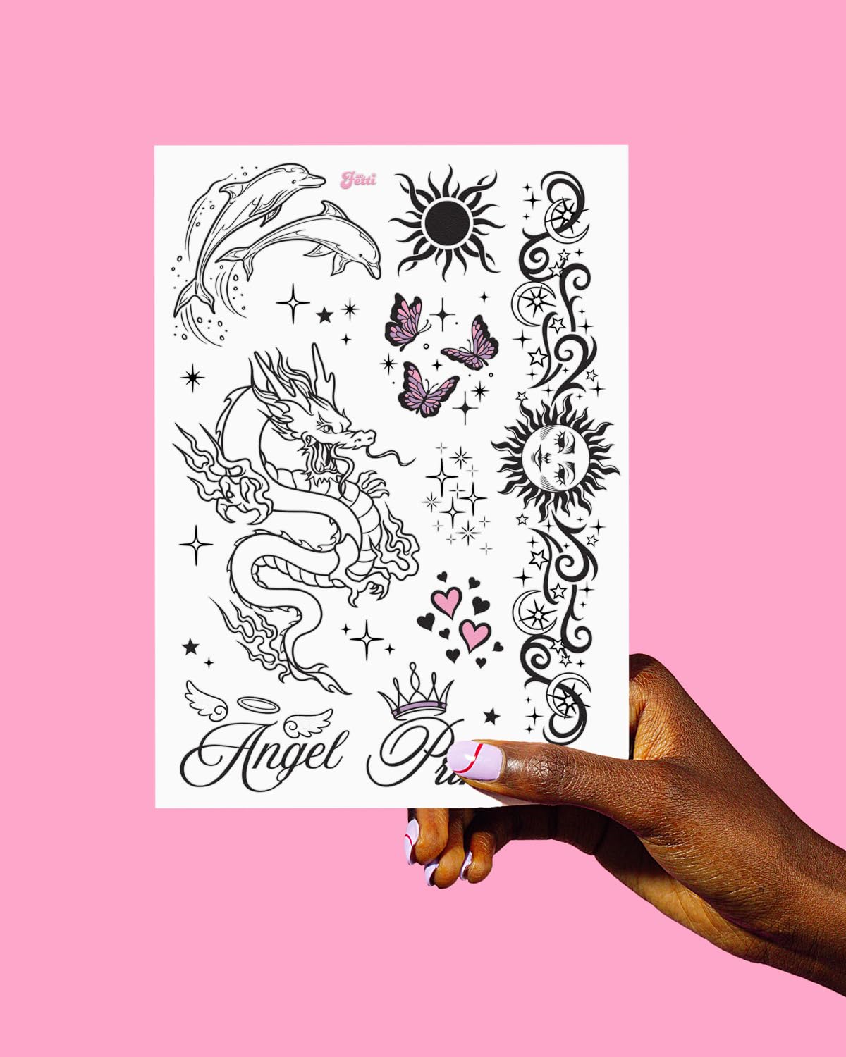 xo, Fetti 56pc Y2K Realistic Temporary Tattoos | Girly 2000s Birthday Party