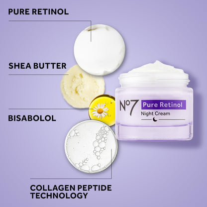 No7 Pure Retinol Night Cream, 1.69 Fl Oz