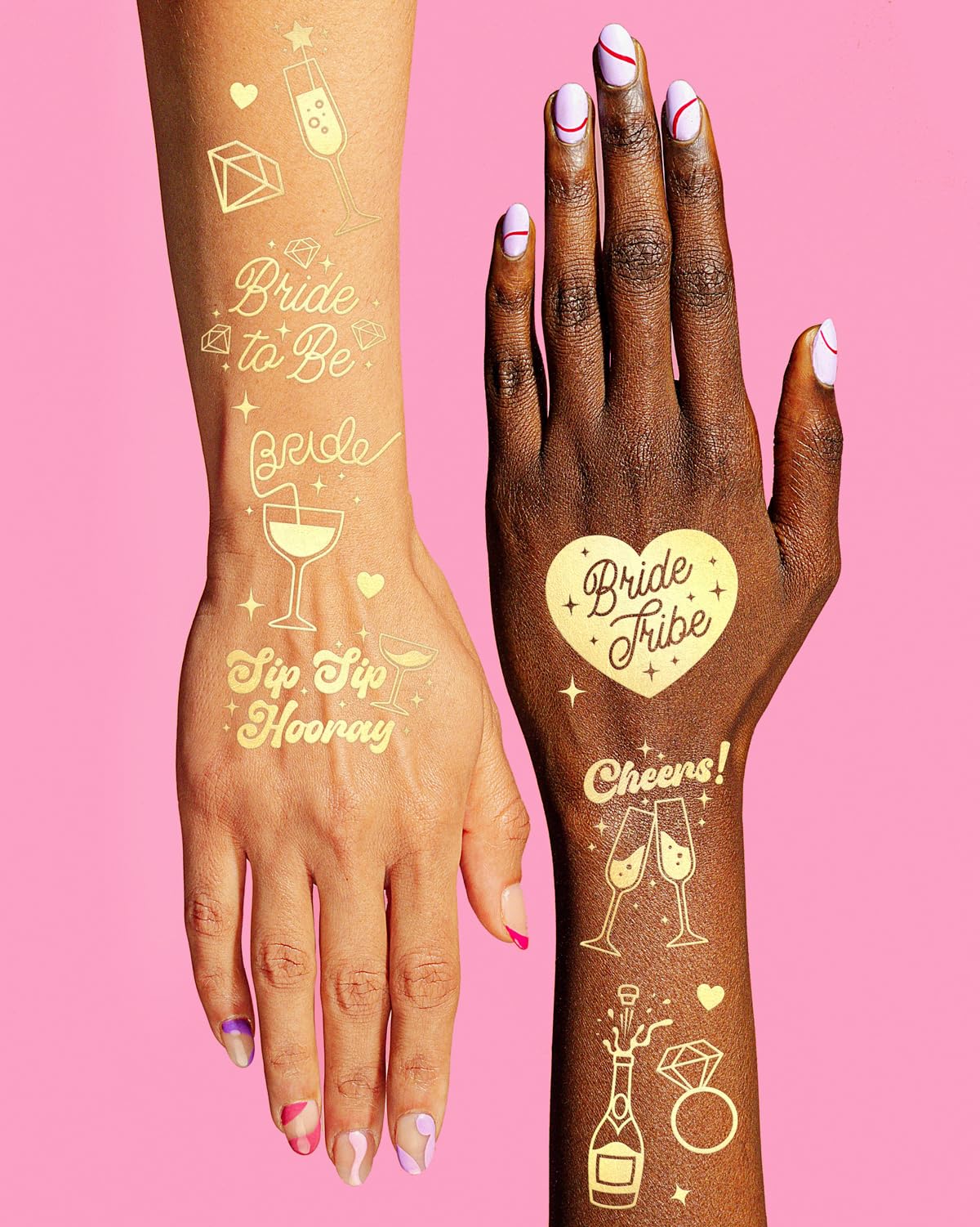 xo, Fetti 54 Gold Bachelorette Temporary Tattoos | Bride Tribe Party Gift