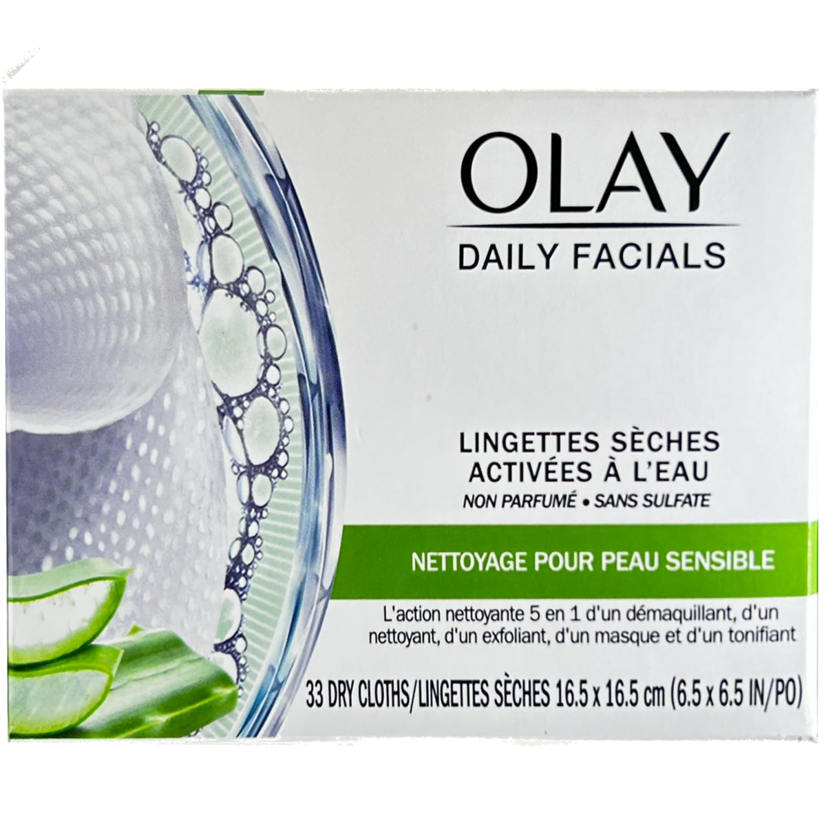 OLAY Daily Gentle Clean 5-in-1 Water Activated Cloths, 33 Count (Pack of 3)