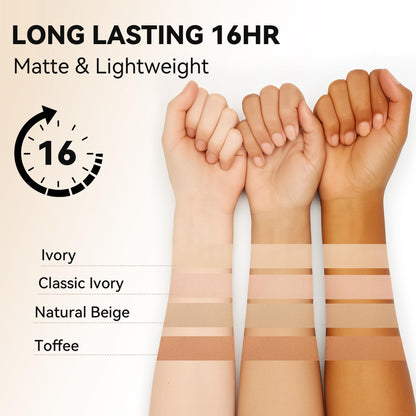 FV Matte Waterproof Foundation-Longwear Transfer-Proof, with Medium to Full Coverage, Oil-control & Lightweight, Liquid Foundation Makeup for Normal/Oily Skin, 30g, Natural Beige