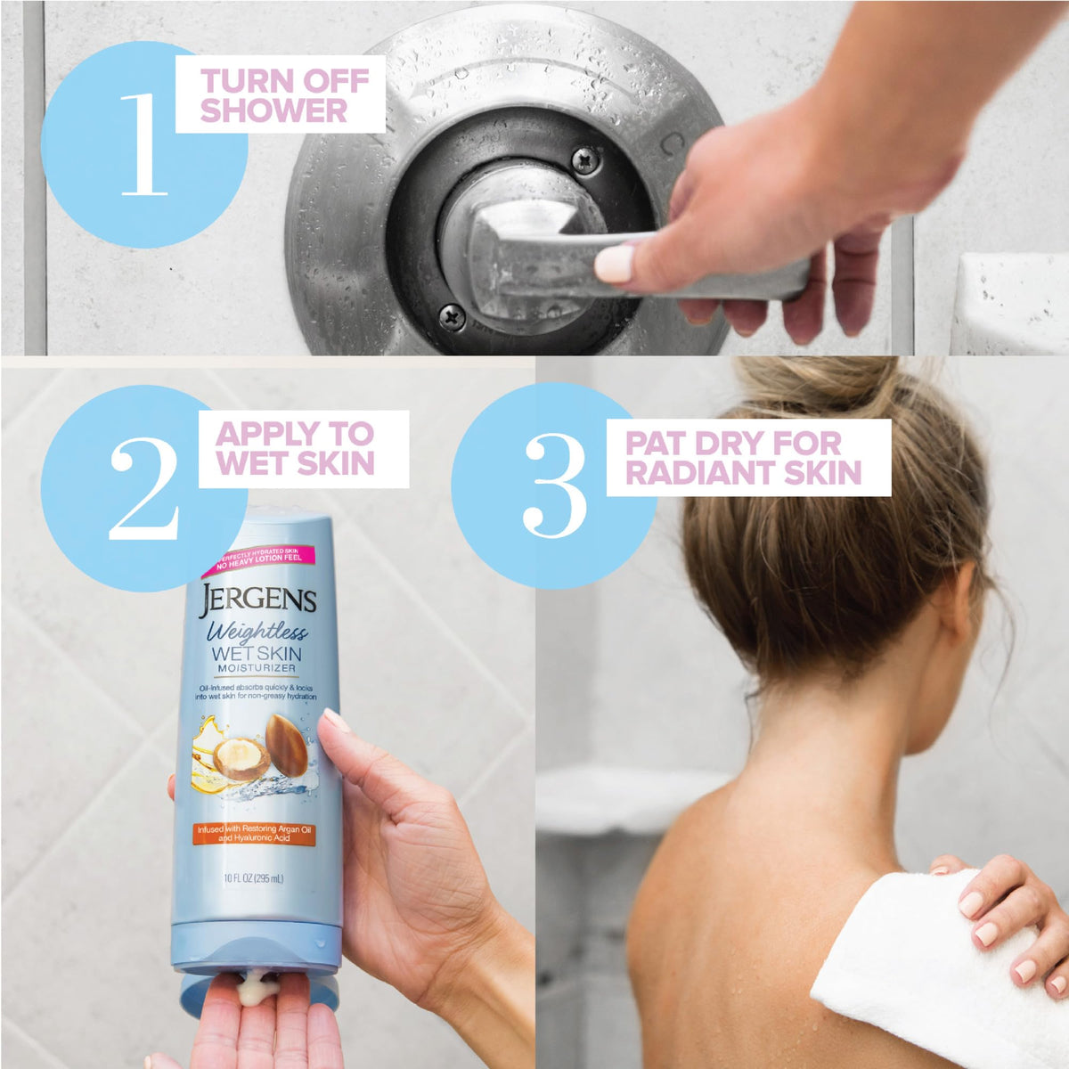 Jergens In Shower Lotion For Dry Skin, Wet Skin Moisturizer, 10 oz, 4 Pack