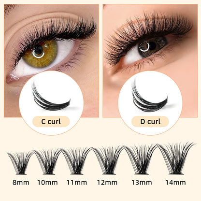 QUEWEL Cluster Lashes 240Pcs Individual Lashes 40D 0.07D Curl Mix8-14mm Lash Extensions Clusters Lash Soft&Natural False Eyelashes Individual DIY Eyelash Extension at Home(40D 0.07D MIX8-14)