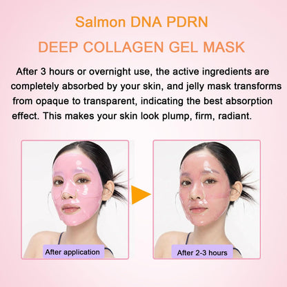 Salmon DNA PDRN Collagen Jelly Gel Mask, Overnight Face Mask, Hydrogel Mask with Peptide Niacinamide for Glass Glow Skin - Elasticity, Hydrating, Firming,Plump, Fine Line, Skincare Self Care Gift, 5ea