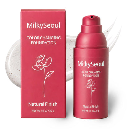 Korean Color Changing Foundation, Skin Tone Adapting Liquid Foundation for Women, Self Adjusting Natural Finish Makeup, Hydrating Coverage for Mature Skin, Blurs Fine Lines (1 PC)