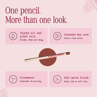 ed&i body OMG Cute Lip Smudge - Lip Liner Pencil for Defined, Natural Lips Matte, Smudge Proof, Long-Lasting Lipliner Finish, Soft Texture & Precision Application for All-Day Wear - Colour Confession