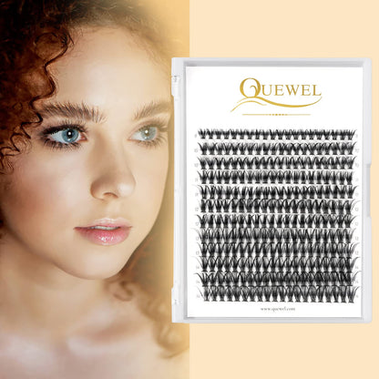 QUEWEL Cluster Lashes 240Pcs Individual Lashes 40D 0.07D Curl Mix8-14mm Lash Extensions Clusters Lash Soft&Natural False Eyelashes Individual DIY Eyelash Extension at Home(40D 0.07D MIX8-14)
