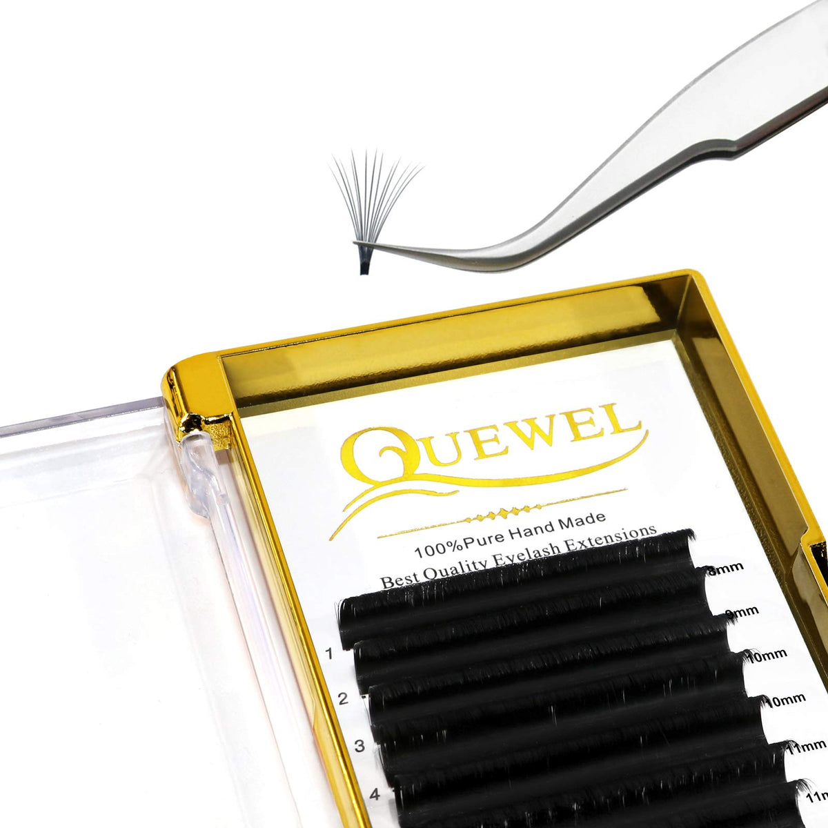 QUEWEL Easy Fan Lash Extensions 0.07mm D Curl Eyelash Extensions 8-15mm
