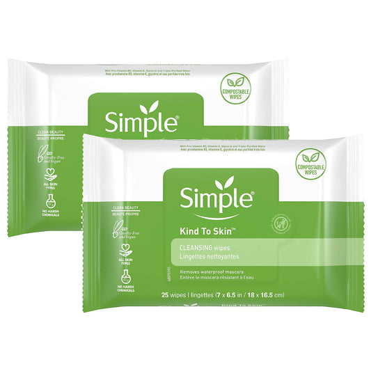 Simple Kind To Skin Cleansing Makeup Remover Wipes, 2 pc