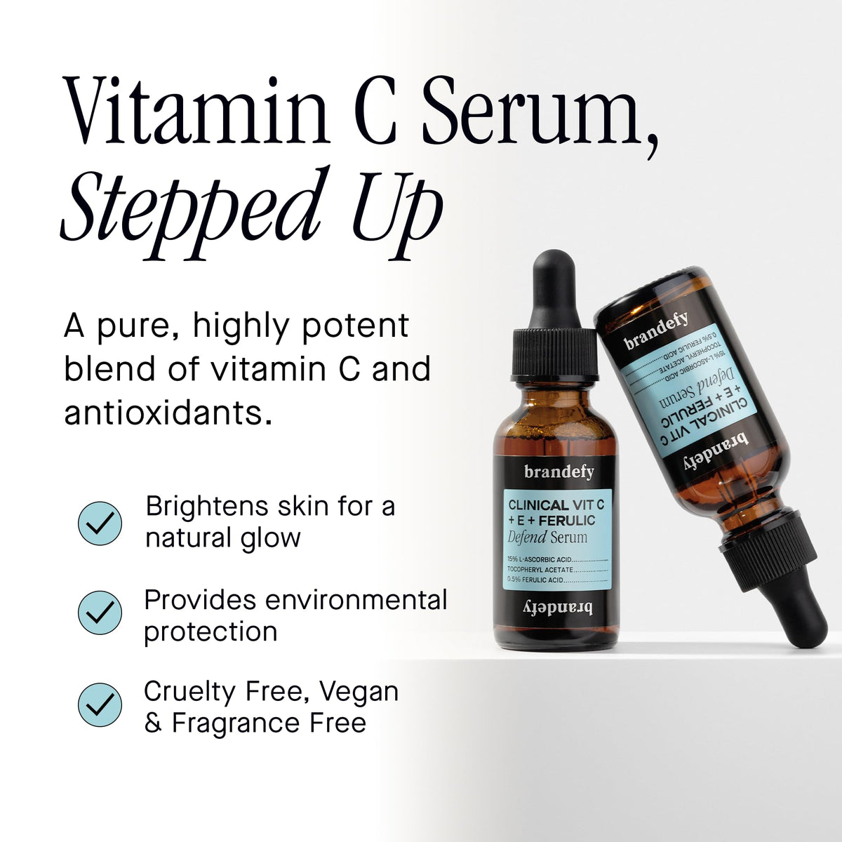 Brandefy Vitamin C Face Serum 15% L-Ascorbic Acid + Ferulic Acid