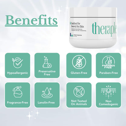 THERAPLEX Emollient Cream for Dry Skin - No Parabens or Preservatives, Noncomedogenic, Fragrance-free, Dermatologist Recommended - Long-lasting Moisturizing Cream and Heaviest Hydration (6 Oz)