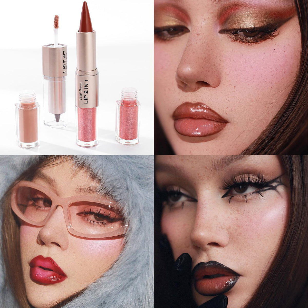 3 Pcs Double-ended Glossy 2-in-1 Lip Liner and Lipstick Set (#01 #02 #03)