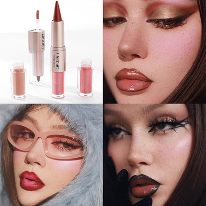 3 Pcs Double-ended Glossy 2-in-1 Lip Liner and Lipstick Set (#01 #02 #03)