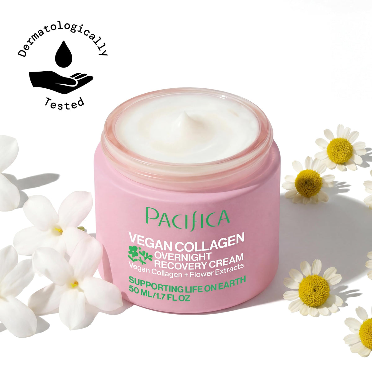 Pacifica Night Face Cream - Vegan Collagen Overnight Recovery Cream, Nighttime Face Cream for Anti-Aging & Wrinkles, Improves Dry Skin & Redness Vegan, Clean Beauty, Dermatologist Tested