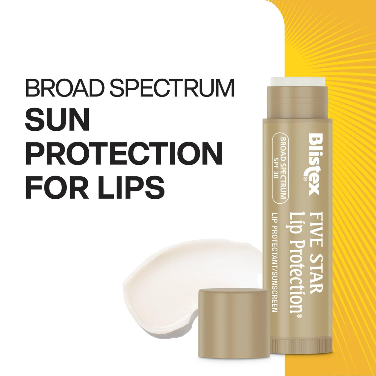 Blistex Five Star Lip Protection SPF 30 Lip Balm, 24 Hr Moisture, 0.15 oz