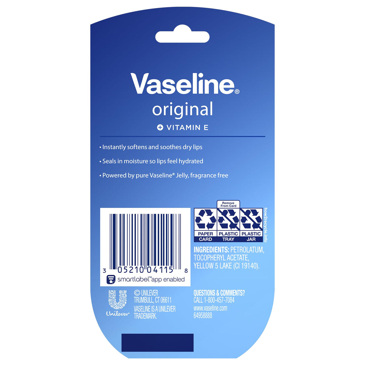 Vaseline Lip Therapy Original Lip Balm with Vitamin E, 6-Pack, 0.25 Oz Ea