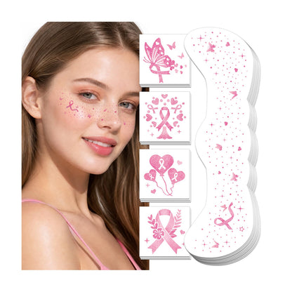 Breast Cancer Awareness Accessories, Pink Out Glitter Freckles Face Tattoo