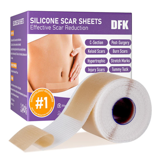 Silicone Scar Sheets, Silicone Scar Tape(1.6"x 79" Roll-2M), Reusable Professional Scar Silicone Strips, Soft Silicone Scar Sheets for Surgical Scars,Keloid,Acne Scars,Burn Scar,C-Section