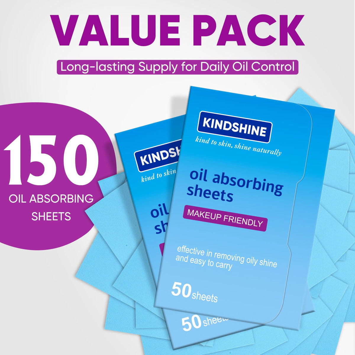 KINESHINE 150Pcs High-Performance Oil Absorbing Sheets for Face