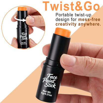 Orange Face Body Paint Stick, Face Paint for Halloween Pumpkin Tiger Special Effects SFX Makeup,Orange Eye Black Baseball/Softball,Sweatproof & Waterproof