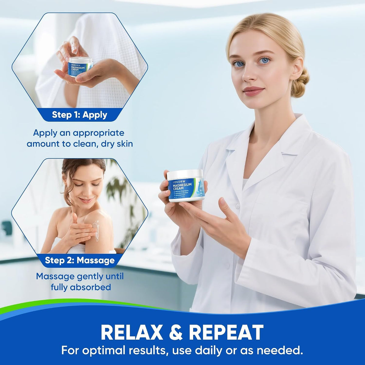 Magnesium Niacinamide Freeze Relief Cream: Fast-Acting Freeze Cream for Knees, Muscles, Joints, Neck, Back, Hips, Legs & Feet – Fast-Absorbing Cooling Formula Magnesium Chloride Cream, Non-Greasy