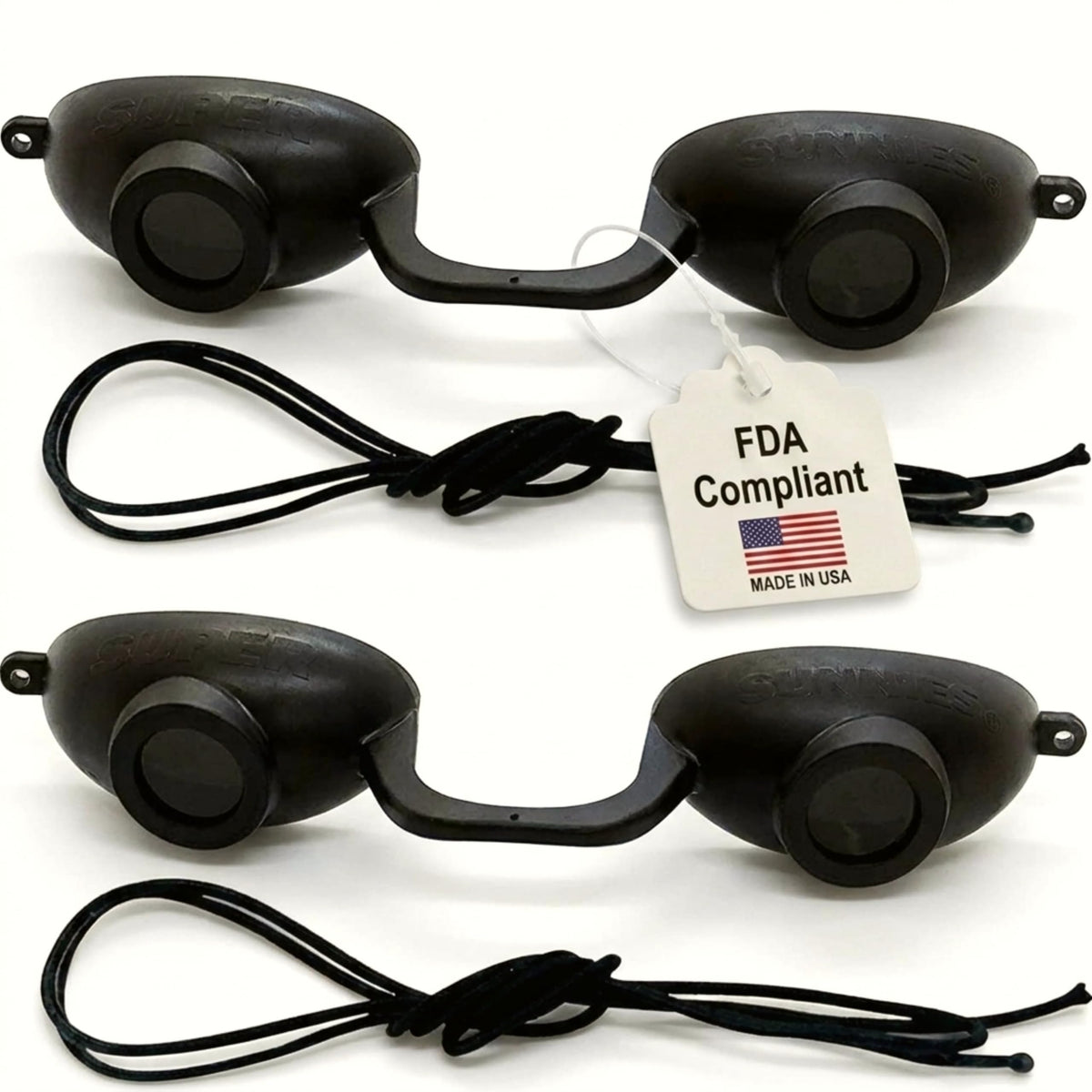 Super Sunnies FDA Compliant Flex UV Red Light Tanning Bed Goggles - Black