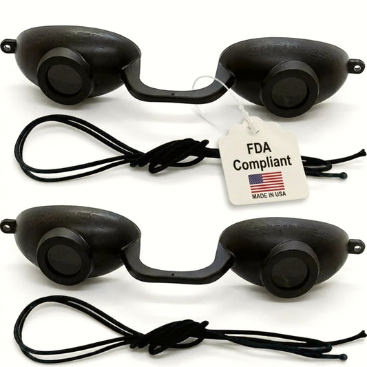 Super Sunnies FDA Compliant Flex UV Red Light Tanning Bed Goggles - Black