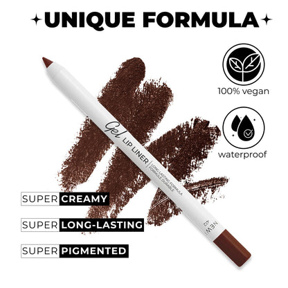 Lamel Gel Lip Liner Pencil – Intense Brown – 2-in-1 Waterproof Lip Liner
