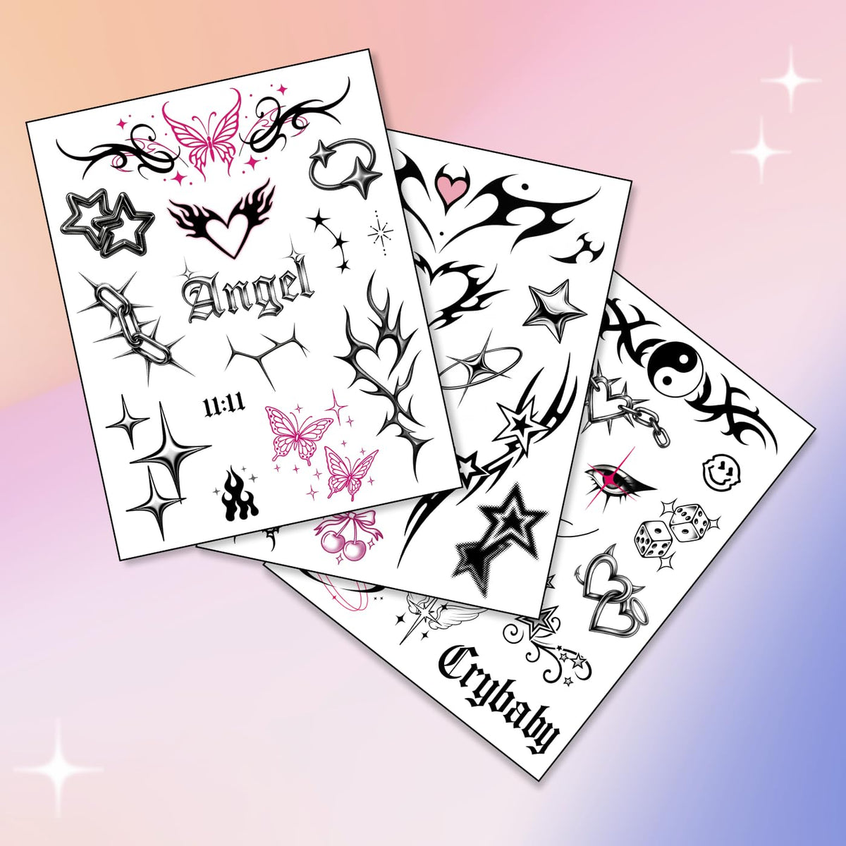 Pixel Hearts Cute Y2K Temporary Tattoos | Realistic Waterproof Fake Tats | Festival, Bachelorette, Halloween, Birthday Favors, Accessories