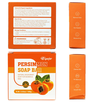3 PCS Persimmon Soap Bar for Old People Smell, Remove Bad Body Odor