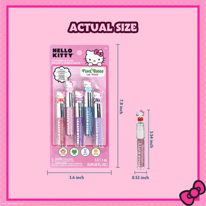 Hello Kitty Lip Gloss Set, 5-Piece Plant-Based, Ages 3+