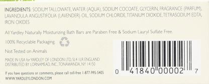 Yardley London English Lavender with Essential Oils Soap Bar, 4 oz (113g) Bar (Pack of 8)