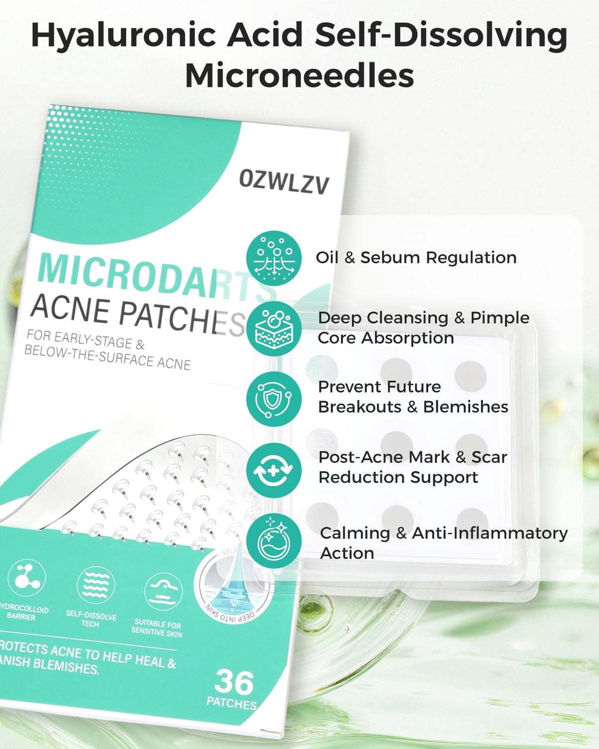 Pimple Patches for Face, 36ct Acne Patches, Microdart & Microneedle Patches