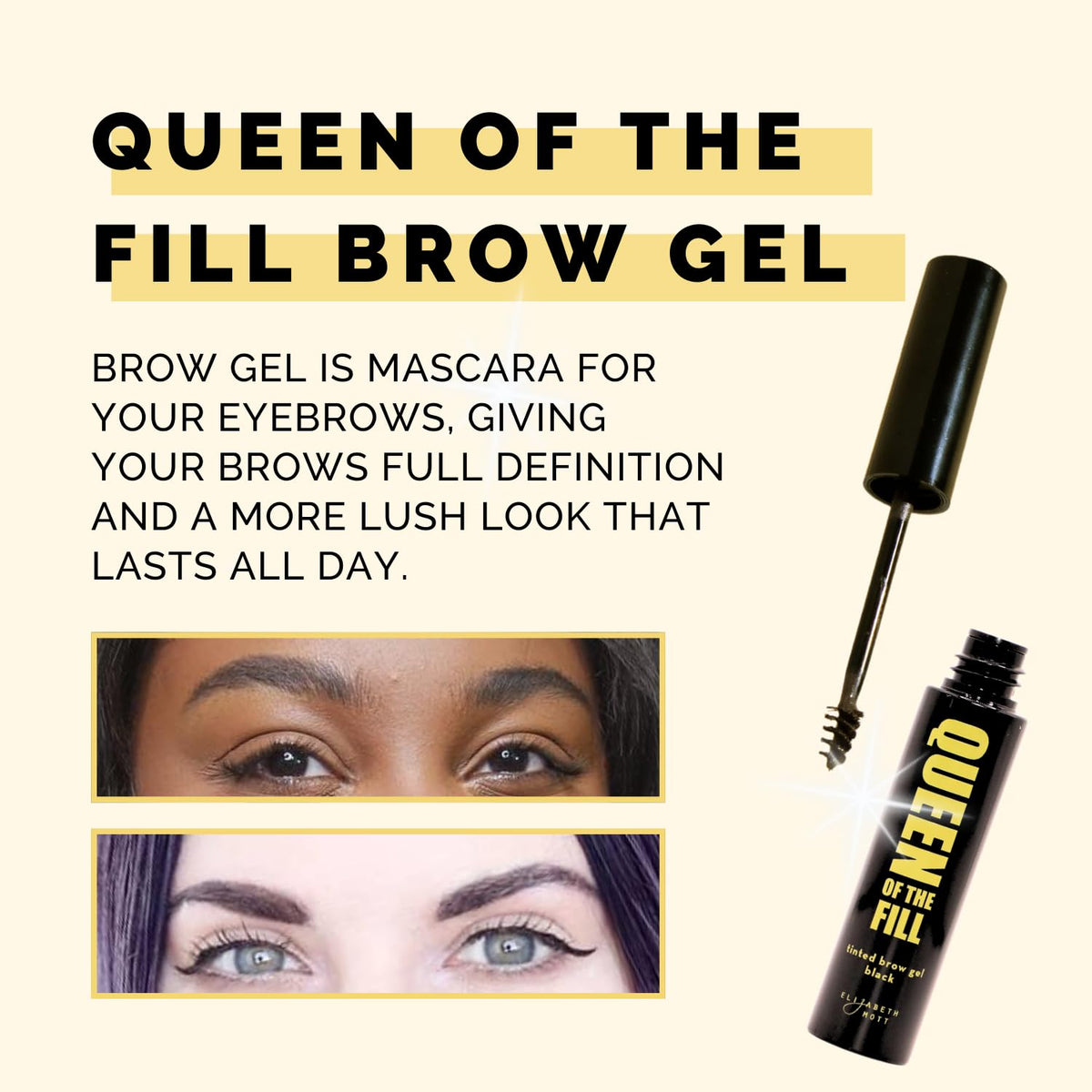 Elizabeth Mott Queen of the Fill Tinted Eyebrow Gel – Light Medium Brown 4g