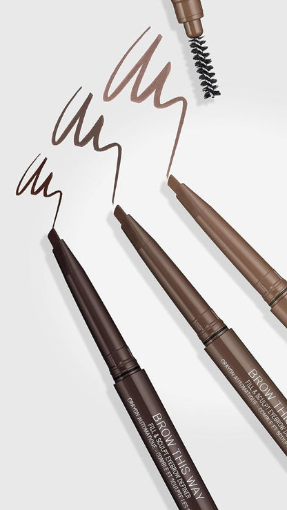 Rimmel Brow This Way Fill & Sculpt Eyebrow Definer, 003 Dark Brown, Double Ended Brow Pencil, Defines & Sculpts Brows, Lasts All Day, Vegan Formula, 0.01 oz
