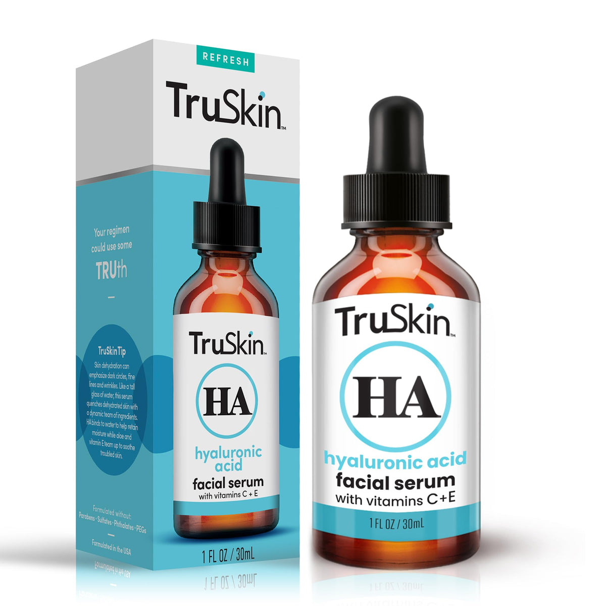 TruSkin Hyaluronic Acid Serum for Face for Hydrated, Plumper Skin, 1 fl oz