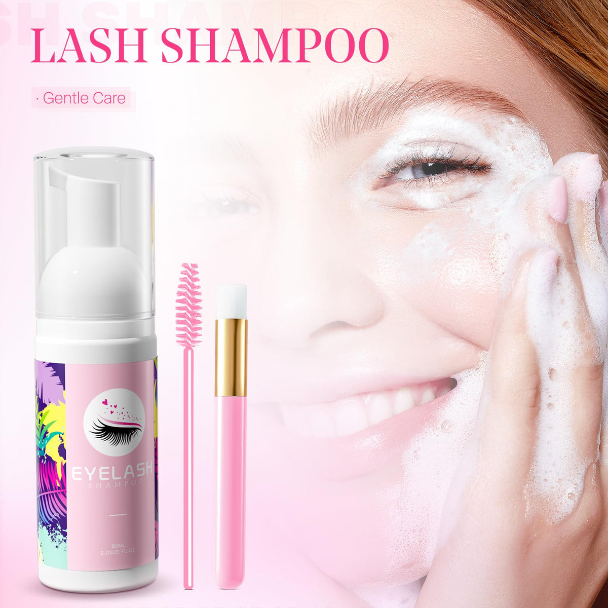 Setgnur Lash Shampoo for Lash Extensions, Lash Shampoo Cleaning Kit